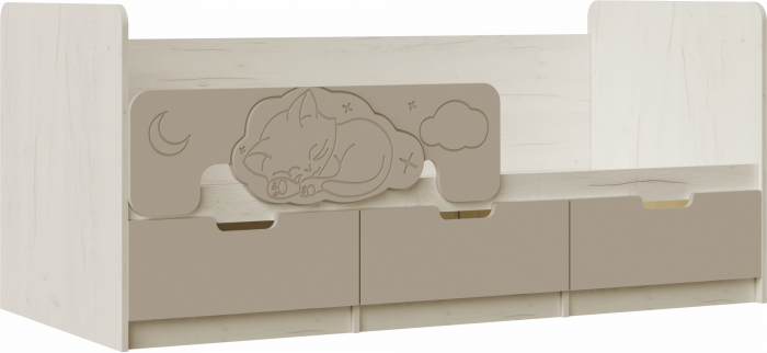 Юниор-4 Кровать 80х160 (Крафт белый, Шарли пинк)