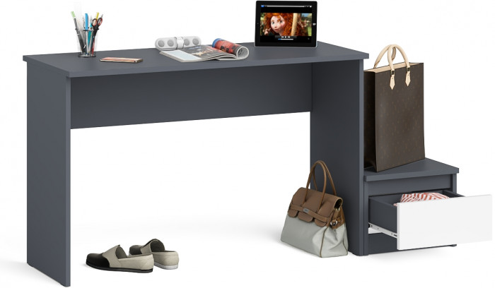 Мори письменный стол МСП1200.1 + Тумба ТМП400.1, графит/белый