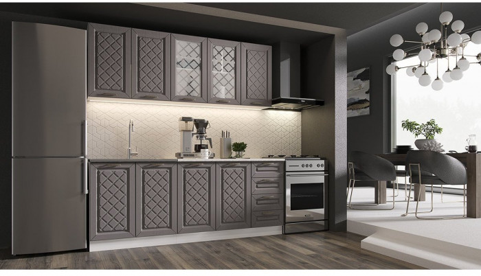 Кухня МДФ Агава 2000, Акация белая/Мята